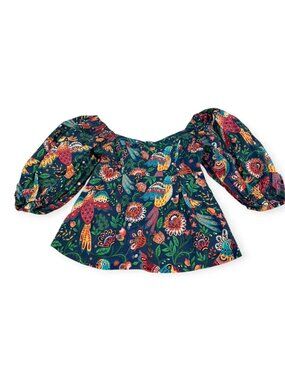 Farm Rio Anthropologie printed blouse size Small